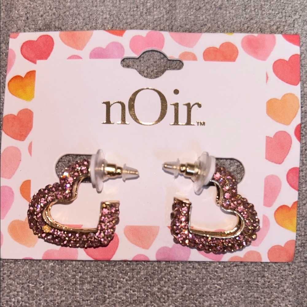 nOir Jewelry Pink Heart Earrings